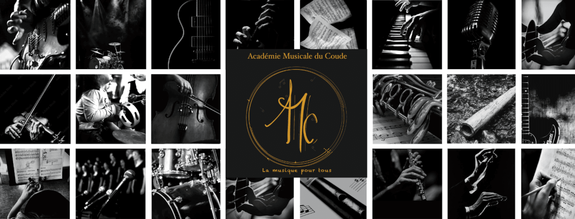 Mosaïque d’instruments et de musiciens